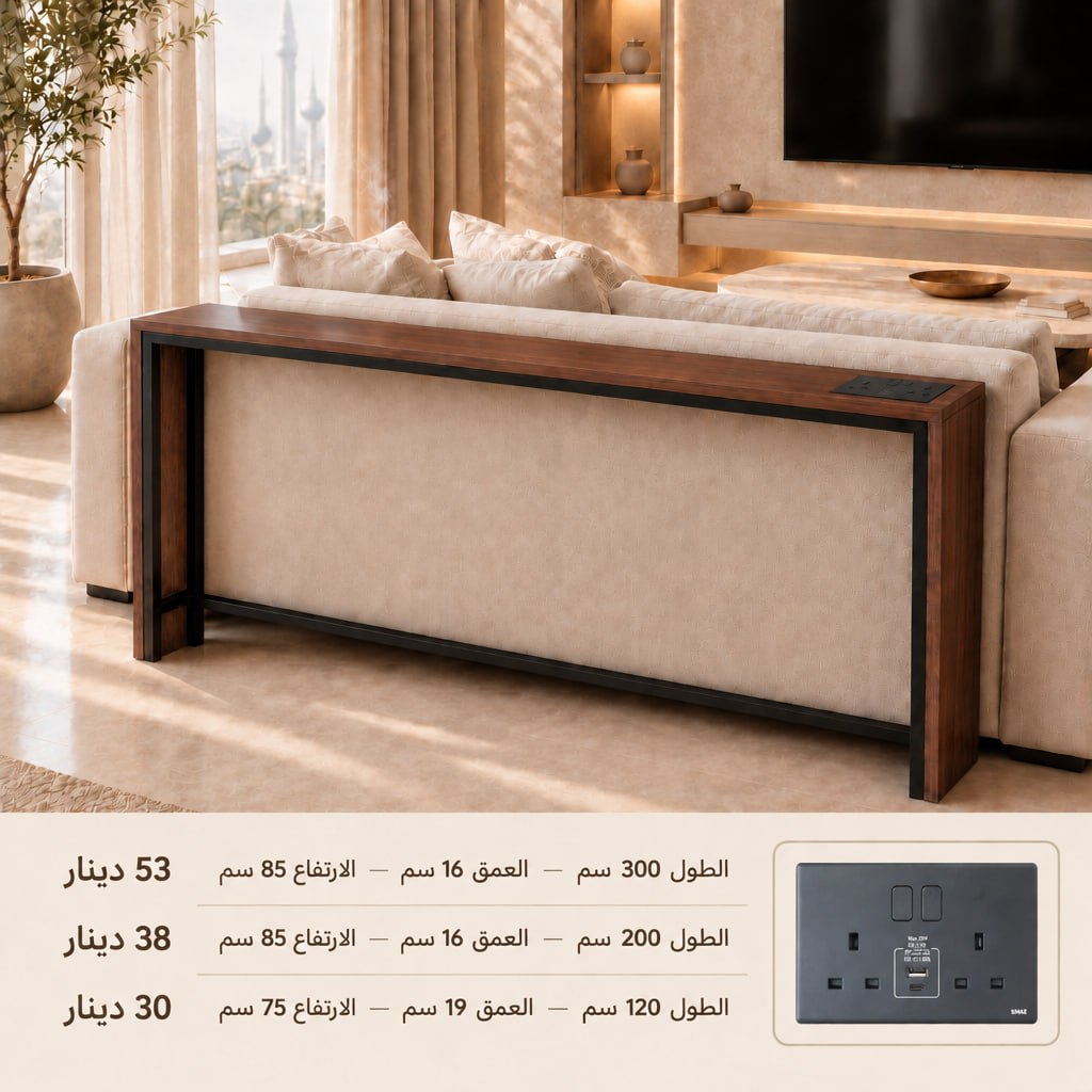 طاوله جنب خشبي